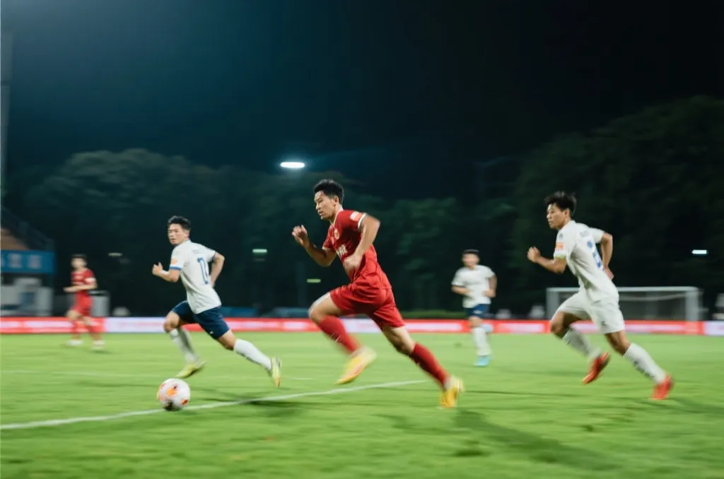 球员在高温夜场中对抗和快速回防